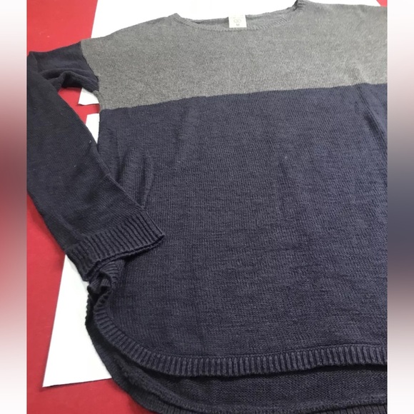 Calia navy BLUE GRAY long SWEATER Carrie Underwood Cotton Rayon Flowy Medium Med - Picture 4 of 10